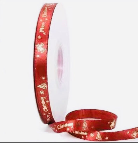Red/Wine 'Merry Christmas' ribbon