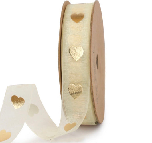 Gold foil heart ribbon