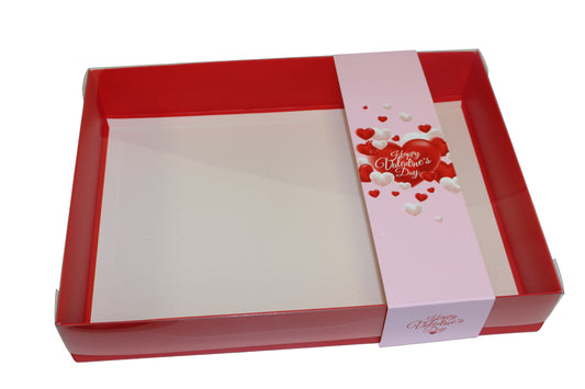 Clear Lid Box With Happy Valentines Sleeve - 30 x 22 x 5cm