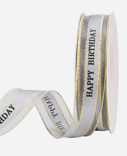 Grey “Happy Birthday” ribbon