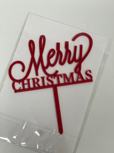 Red merry Christmas cake topper
