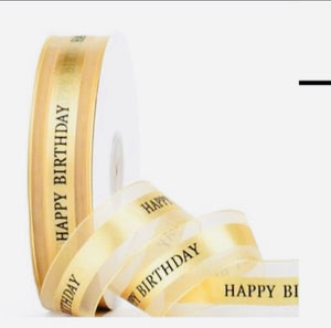 Gold “Happy Birthday” ribbon