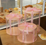 Clear pink/peach round cake box 8 inch