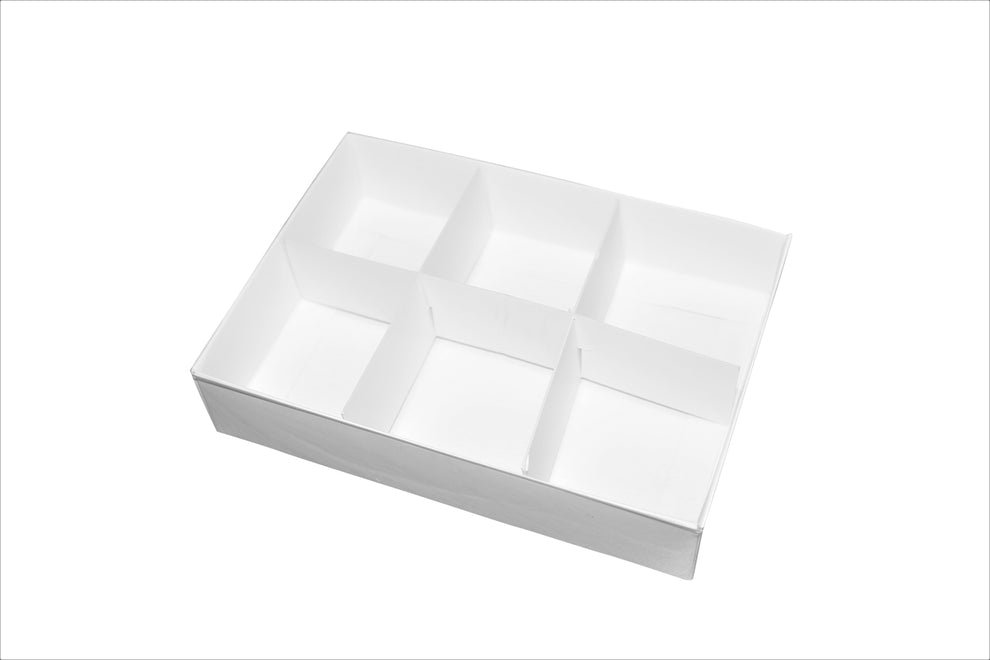Clear lid section box - 17 x 12 x 3.5 cm - 6 grid – Sweet Treats Packaging