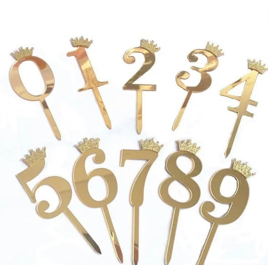 Gold number cake topper