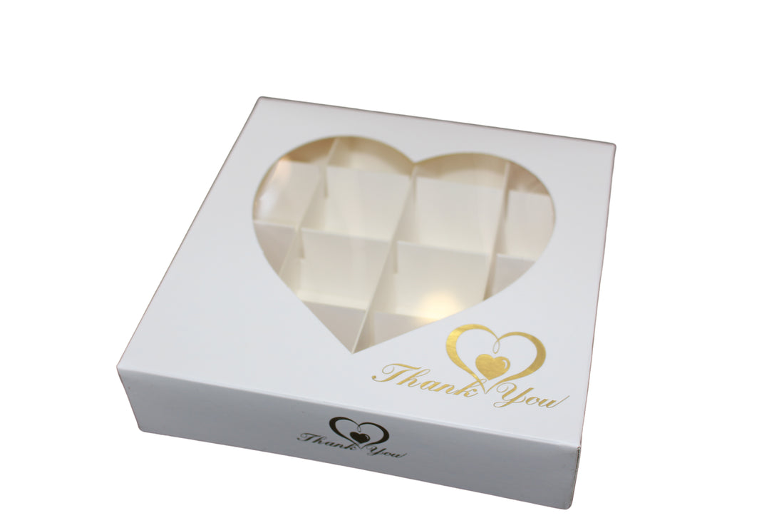 White with Gold Foil- Thank You Section Boxes - 15x15x3.5cm – Sweet ...